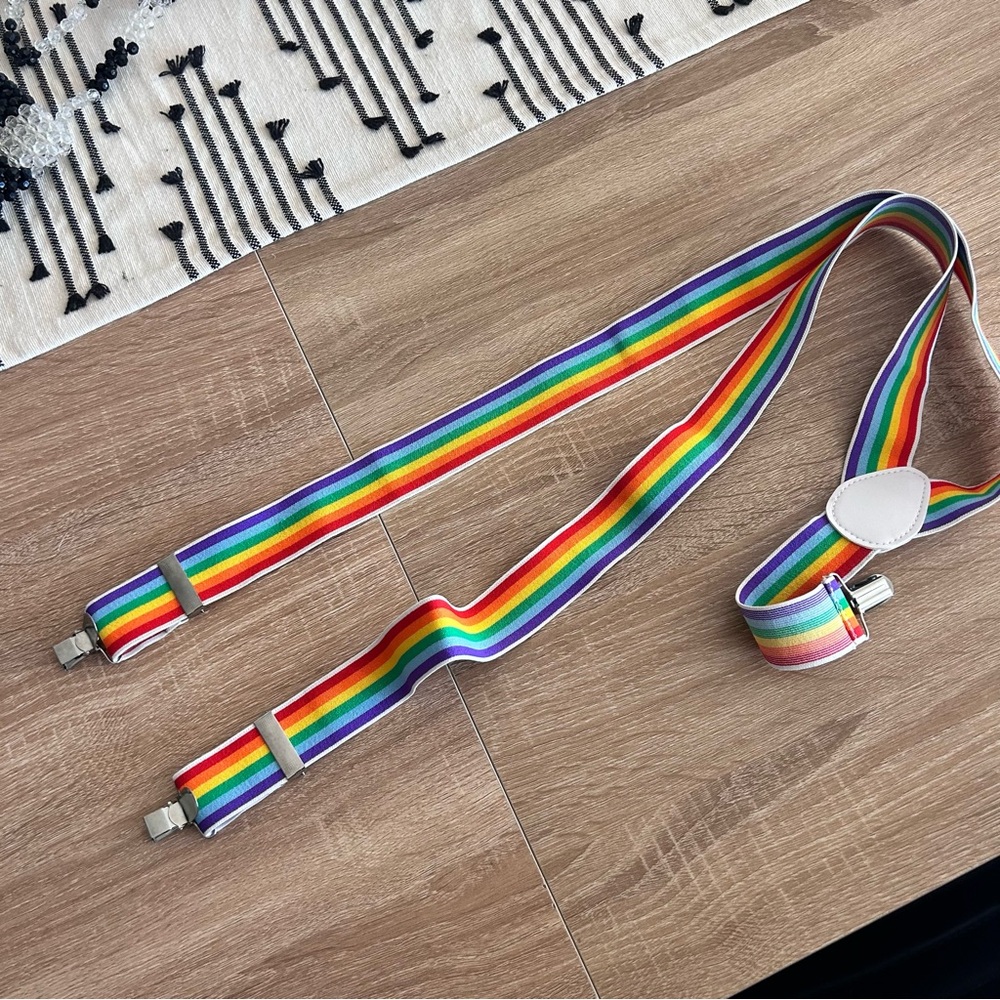 Rainbow Striped Suspenders